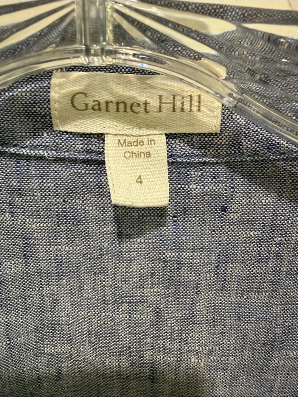 Garnet Hill Women's Blue Linen Button Down Shirt - Picture 2 of 5